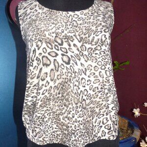 QUIRKY GOTH BOHO LEOPARD RAZOR BACK SHIRT L VERY SOFT